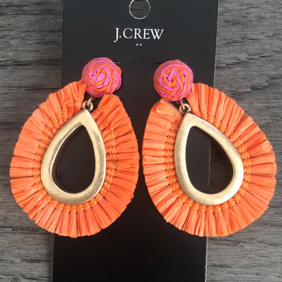 J. Crew orange boho woman’s earrings - Picture 2 of 8